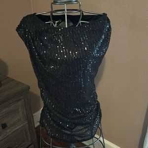 Black sequin sleeveless holiday top size small NWT